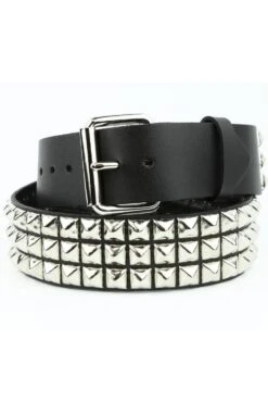 3 Rows Punk Pyramid Stud Belt [SILVER] -Vampirefreaks Sale Store 3 rows punk pyramid stud belt silver belts 833866