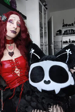 Skelekitty Throw Pillow -Vampirefreaks Sale Store 3d plush pillow