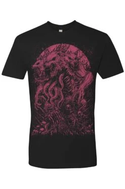 Three-Headed Werewolf T-shirt [WINE RED] -Vampirefreaks Sale Store 3headed werewolf tshirt