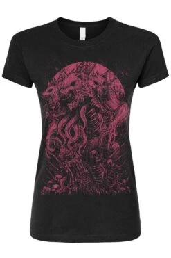 Three-Headed Werewolf T-shirt [WINE RED] -Vampirefreaks Sale Store 3headed werewolf womens tshirt