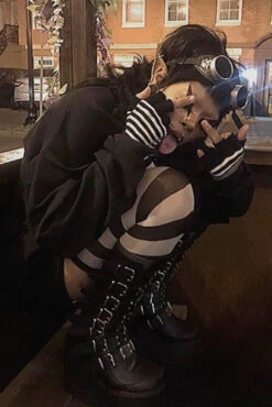 Striped Fingerless Gloves [Multiple Colors Available] -Vampirefreaks Sale Store 47. Natyalicia 47. Natyalicia