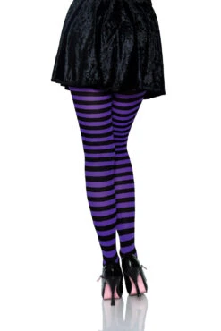 LEG AVENUE Striped Tights [Various Colors] -Vampirefreaks Sale Store 7100 02 BlackPurplecopy