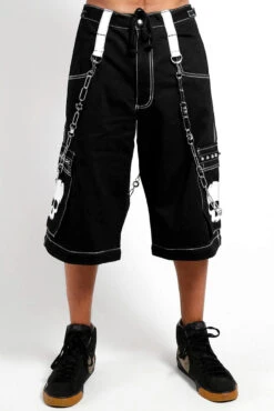 Tripp NYC Skull Bondage Pants [Black/White] -Vampirefreaks Sale Store AF7049M BLKWHT SHORT 1000xcopy