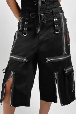 Tripp NYC Super Zip Shorts [Black] -Vampirefreaks Sale Store AF7177 BLACK CU