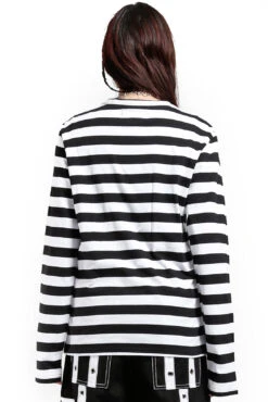 Tripp Stripe Knit Top [Black/White] -Vampirefreaks Sale Store CK7663W STRIPEBLKWHT B