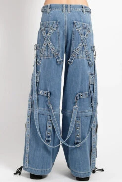 Tripp NYC Denim X Strap Pants [Light Blue] -Vampirefreaks Sale Store Denim Tripp Pants