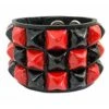 Punk Pyramid Stud Checkered Bracelet [RED/BLACK]