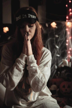 Rest In Peace Silk Sleep Mask [Deathly Tired Black] -Vampirefreaks Sale Store Gothic Mens Sleep Mask