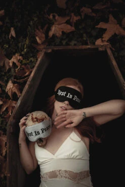 Rest In Peace Silk Sleep Mask [Deathly Tired Black] -Vampirefreaks Sale Store Gothic Sleeping Accessories