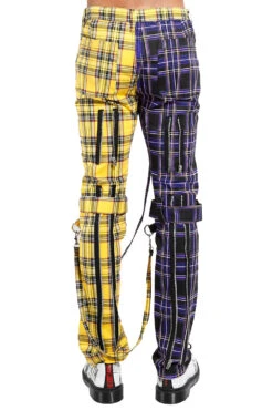 Tripp NYC Split Leg Bondage Pants [Purple/Yellow Plaid] -Vampirefreaks Sale Store IS103MP PURPLEYELLOW B