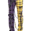 Tripp NYC Split Leg Bondage Pants [Purple/Yellow Plaid] -Vampirefreaks Sale Store IS103PA PURPLEYELLOW F