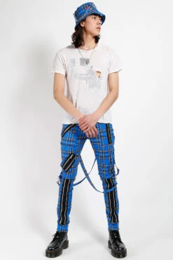 Tripp Punk Bondage Pants [Blue Plaid] -Vampirefreaks Sale Store IS674MP BLUEPLD FULL 1