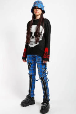 Tripp Punk Bondage Pants [Blue Plaid] -Vampirefreaks Sale Store IS674WP BLUEPLD FULL