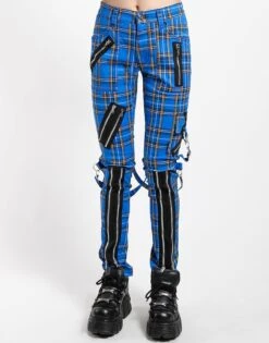 Tripp Punk Bondage Pants [Blue Plaid] -Vampirefreaks Sale Store IS674WP BLUEPLD F 1