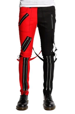 Tripp NYC Split Leg Bondage Pants [Black/Red] -Vampirefreaks Sale Store IS675M BLKRED FL