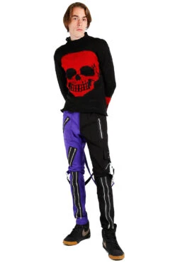 Tripp NYC Split Leg Bondage Pants [Black/Purple] -Vampirefreaks Sale Store IS675M BLACKPURPLE FULL