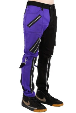 Tripp NYC Split Leg Bondage Pants [Black/Purple] -Vampirefreaks Sale Store IS675M BLACKPURPLE S