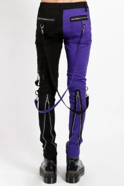 Tripp NYC Split Leg Bondage Pants [Black/Purple] -Vampirefreaks Sale Store IS675M BLKPURP B