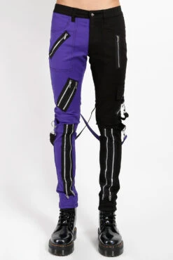 Tripp NYC Split Leg Bondage Pants [Black/Purple] -Vampirefreaks Sale Store IS675M BLKPURP F