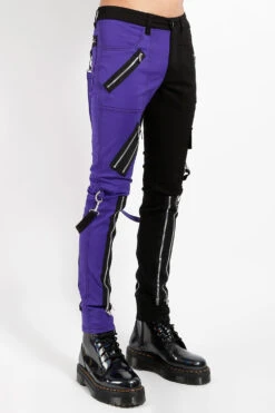 Tripp NYC Split Leg Bondage Pants [Black/Purple] -Vampirefreaks Sale Store IS675M BLKPURP S