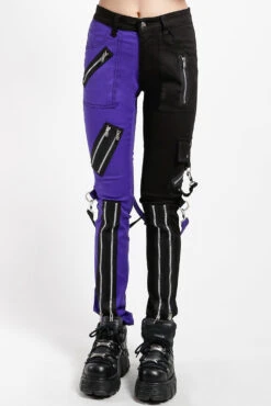 Tripp NYC Split Leg Bondage Pants [Black/Purple] -Vampirefreaks Sale Store IS675 BLKPURP F
