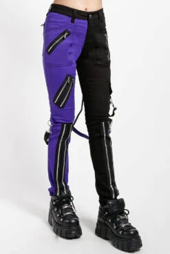 Tripp NYC Split Leg Bondage Pants [Black/Purple] -Vampirefreaks Sale Store IS675 BLKPURP S