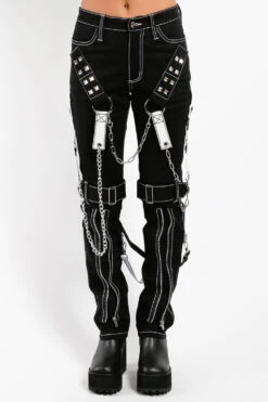 Tripp Raider Pants [Black/White] -Vampirefreaks Sale Store IS7065 BLKWHT F