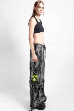 Tripp NYC Biohazard Pants [Black Denim Storm Wash] -Vampirefreaks Sale Store JM7049 BLACKLIMEBIOHAZSTORM FULL