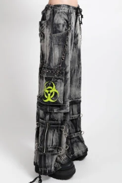 Tripp NYC Biohazard Pants [Black Denim Storm Wash] -Vampirefreaks Sale Store JM7049 BLACKLIMEBIOHAZSTORM S