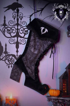 Voltaire Gothic Xmas Stocking [Multiple Colors Available] -Vampirefreaks Sale Store Lair GothicChristmasStockingShoot2 GRAY SML