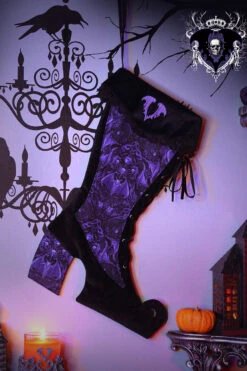 Voltaire Gothic Xmas Stocking [Multiple Colors Available] -Vampirefreaks Sale Store Lair GothicChristmasStockingShoot2 PURPLE SML