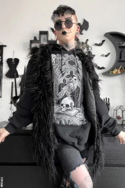 Quoth The Raven Hoodie [GRAY] -Vampirefreaks Sale Store Mens raven hoodie