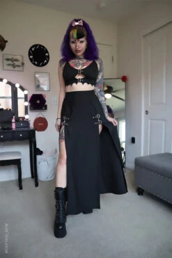 M-Line Buckle Skirt -Vampirefreaks Sale Store Sexy Goth Maxi Skirt