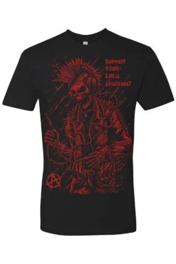 Punk's Not Dead T-shirt [Red] -Vampirefreaks Sale Store anarchy punk skeleton tshirt nextlevel black front resize