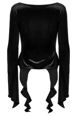 Dark Siren Velvet Long Sleeve Top [Black] -Vampirefreaks Sale Store asymmetric blouse