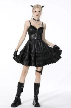 Bad Girl Ruffle Leather Dress -Vampirefreaks Sale Store bad girl ruffle leather dress dresses 230173