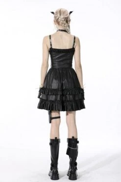 Bad Girl Ruffle Leather Dress -Vampirefreaks Sale Store bad girl ruffle leather dress dresses 704134