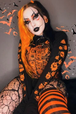 Haunted Mansion T-shirt [PUMPKIN ORANGE] -Vampirefreaks Sale Store bat clothing