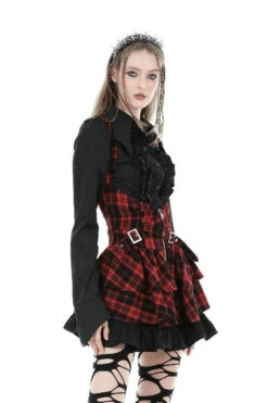 Mavis Batwing Collar Button-Up Shirt [Black] -Vampirefreaks Sale Store bat collar blouse