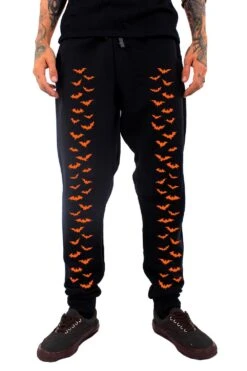 Bat Joggers [PUMPKIN ORANGE] [UNISEX] -Vampirefreaks Sale Store bat joggers pumpkin orange unisex mens pants 560969