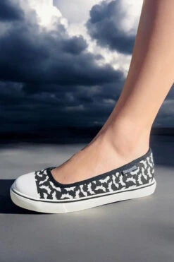 Emily Bat Sneaker Flats [Black/White] -Vampirefreaks Sale Store bat ladies shoes