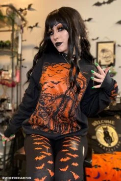 Bat Leggings [Pumpkin Orange] -Vampirefreaks Sale Store bat leggings pumpkin orange womens bottoms 503466