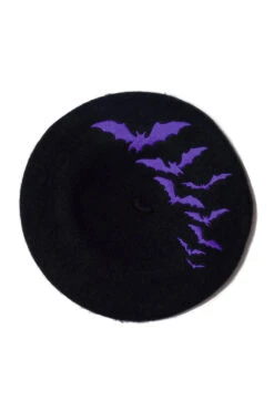 Bat Repeat Beret Hat [PURPLE] -Vampirefreaks Sale Store bat repeat beret hat purple hats scarves headwear 848842