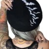 Bat Repeat Beret Hat [WHITE] -Vampirefreaks Sale Store bat repeat beret hat white hats scarves headwear 456625