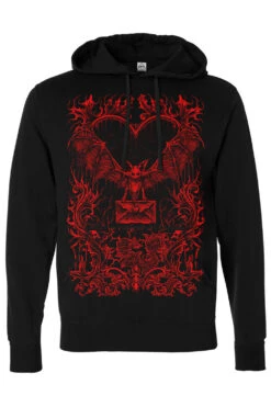 Bat Romance Hoodie [BLOOD RED] -Vampirefreaks Sale Store bat romance pullover hoodie