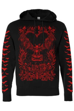 Bat Romance Hoodie [BLOOD RED] -Vampirefreaks Sale Store bat romance pullover hoodie bat sleeeves