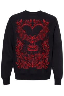 Bat Romance Sweatshirt [BLOOD RED] -Vampirefreaks Sale Store bat romance sweatshirt