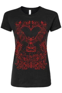 Bat Romance T-shirt [Blood Red] -Vampirefreaks Sale Store bat romance womens tshirt