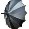 Batwing Pagoda Umbrella [BLACK/GRAY STRIPED] -Vampirefreaks Sale Store batwing pagoda umbrella blackgray striped umbrellas 450955