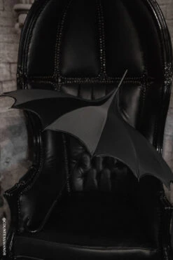 Batwing Pagoda Umbrella [BLACK/GRAY STRIPED] -Vampirefreaks Sale Store batwing pagoda umbrella blackgray striped umbrellas 845460